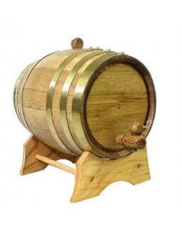 Oak Beverage Dispensing Barrel with Brass Bands: 1 Liter - Whiskey